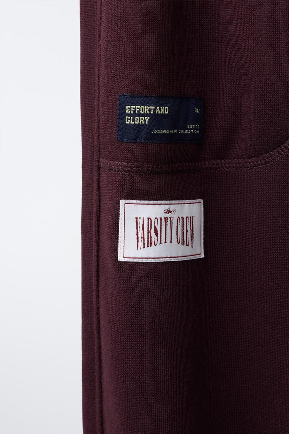 ZARA БРЮКИ-ДЖОГГЕРЫ С НАШИВКАМИ, БУРГУНДИ