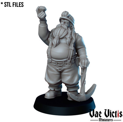 Дворф Дуэргар Рудокоп Шахтёр Рабочий миниатюра для dnd, днд, pathfinder, фентези, Настольная игра, НРИ, Варгейм, РПГ