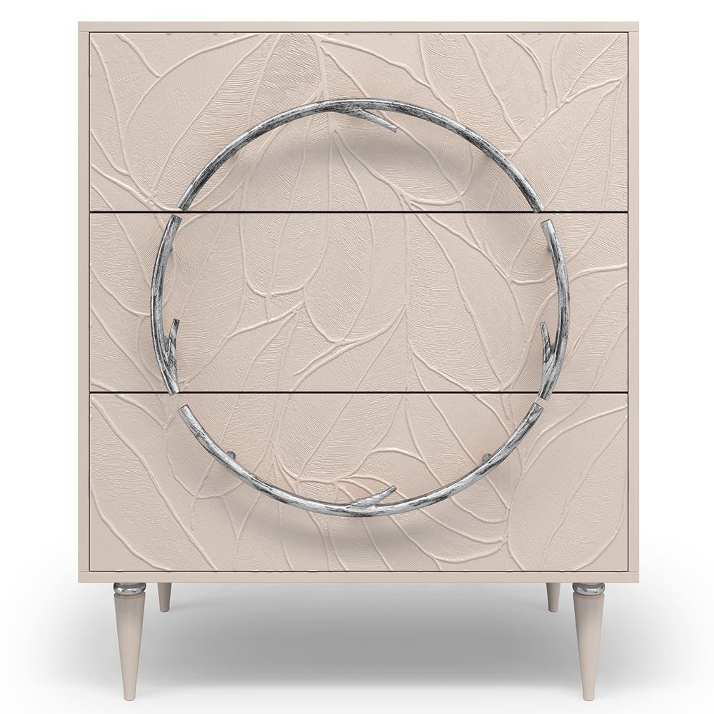 Комод Арт Колор leaves Классик Сильвер с 3 ящиками Серый агат