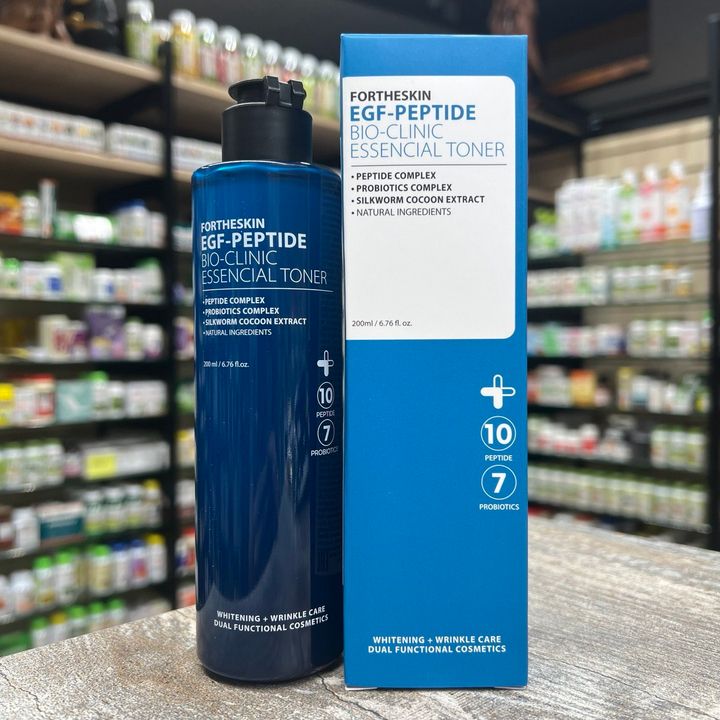 Тонер для лица Fortheskin Egf-Peptide Bio-Clinic Essencial Toner антивозрастной с пептидами и пробиотиками 200 мл