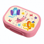 Ланч-бокс с декором "котики" 180x130x50мм, 0,98л (розовый)