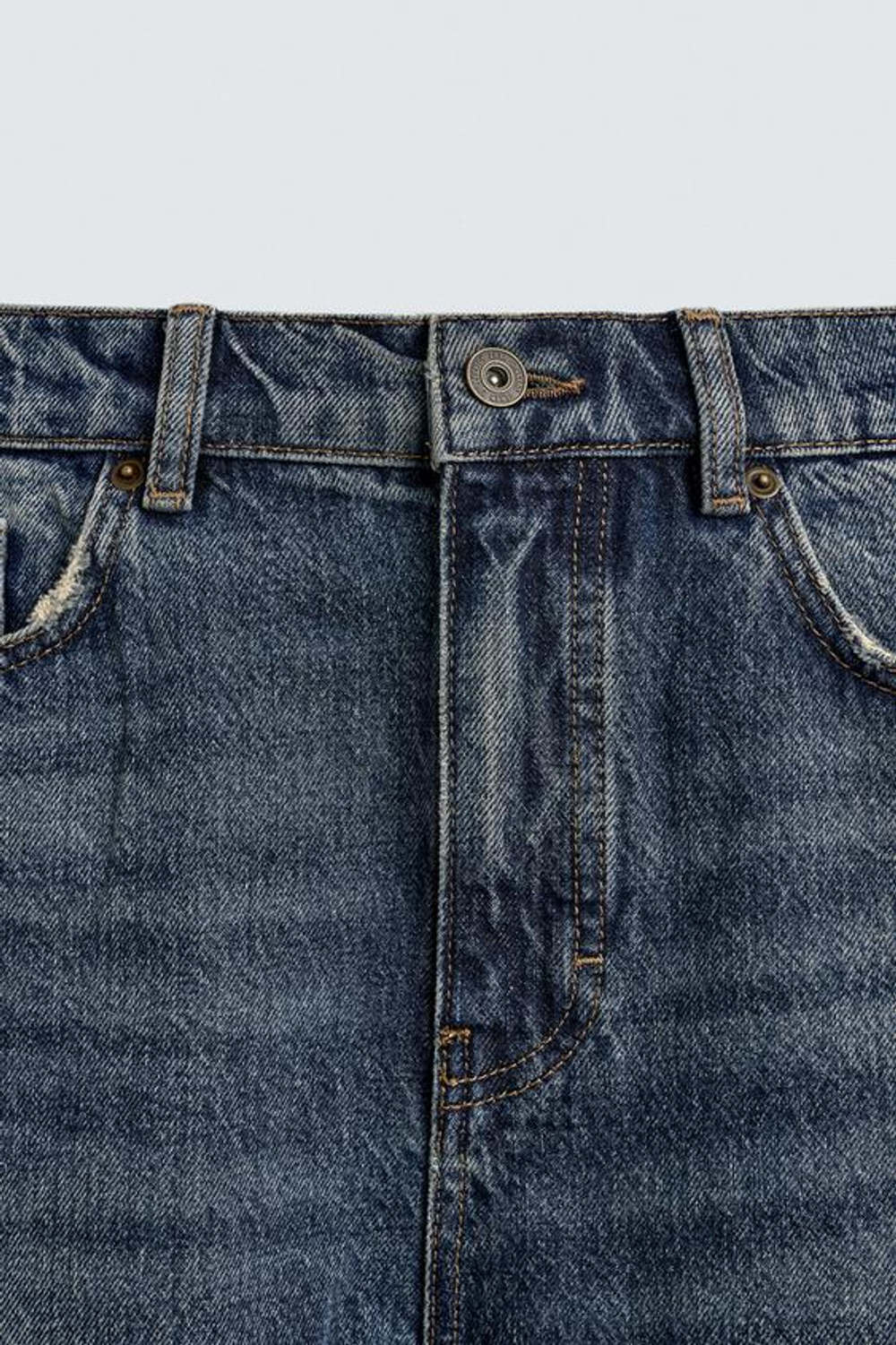 ZARA ДЖИНСЫ STRAIGHT ДЛИНОЙ ДО ЩИКОЛОТКИ, ВЫЦВЕТШИЙ СИНИЙ