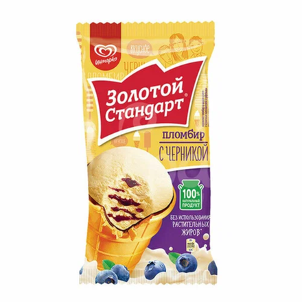 Мороженое Золотой стандарт пломбир с черникой 93 гр