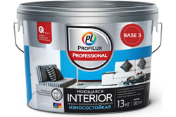 Краска для стен и потолков для влажных помещений латексная Profilux Professional Interior моющаяся матовая база 3