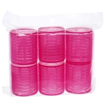 Бигуди липучки, 6шт., однотонные, фуксия, d-5см