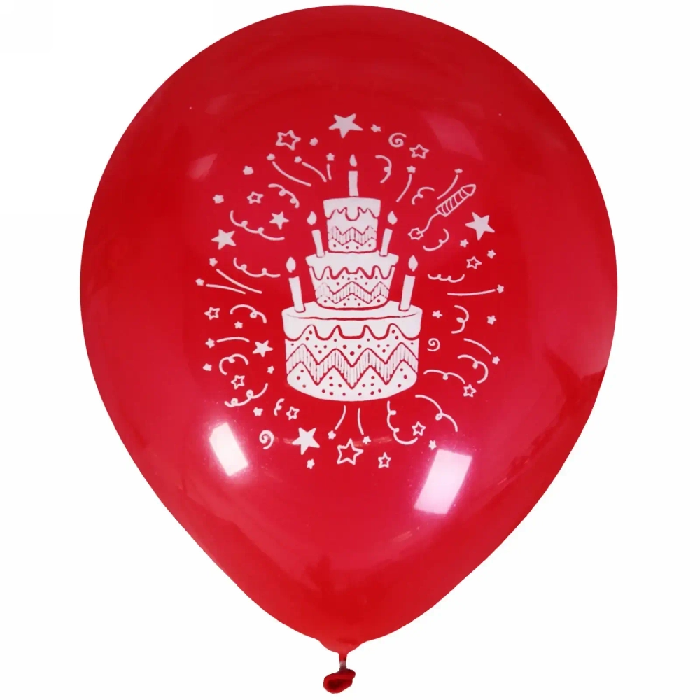 Воздушные шары 25 шт, 10»/25см «С Днем рождения!», Торт (микс цветов)