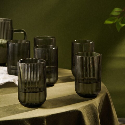 Набор стаканов SL Home «Модерн», 400 мл, 8×13 см, стекло, графитовый (6 штук)