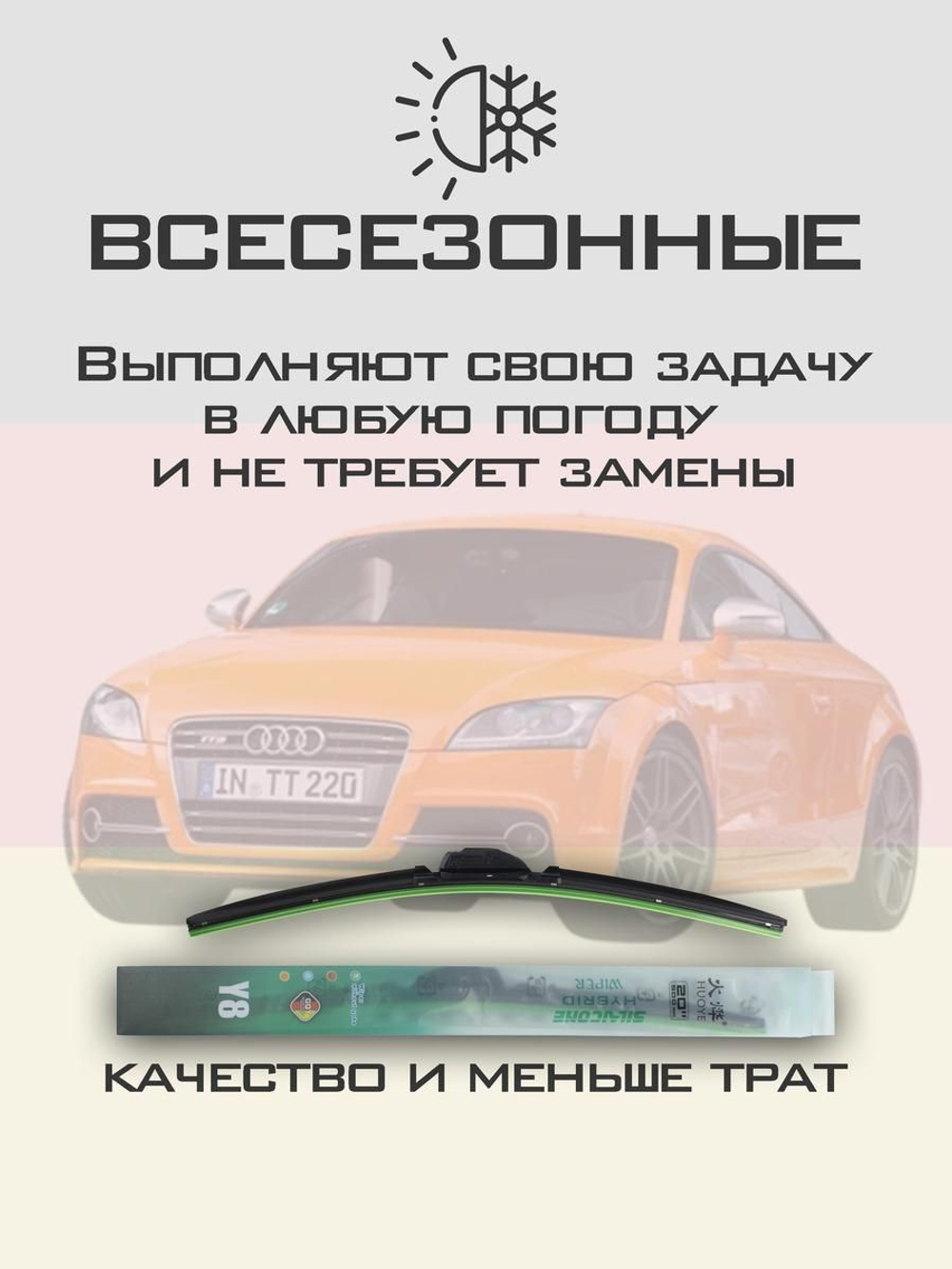 Щетки стеклоочистителя HUOYE Y8 550/525 мм на Audi TTS | Pinch tab