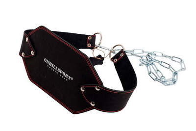 Пояс с цепью кожаный (атлетический), черный (85 см)