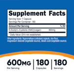 Nutricost, NAC, 600 мг, 180 капсул