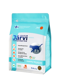 Jarvi сухой монопроте-вый полнорац-ный корм для кошек для здор. кожи и красивой шерсти,говядина 400г