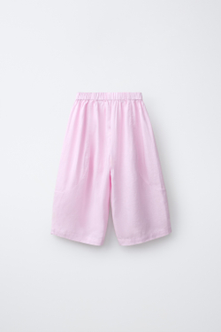 ZARA БРЮКИ-БОМБАШКИ ИЗ СМЕСОВОГО ЛЬНА, РОЗОВЫЙ
