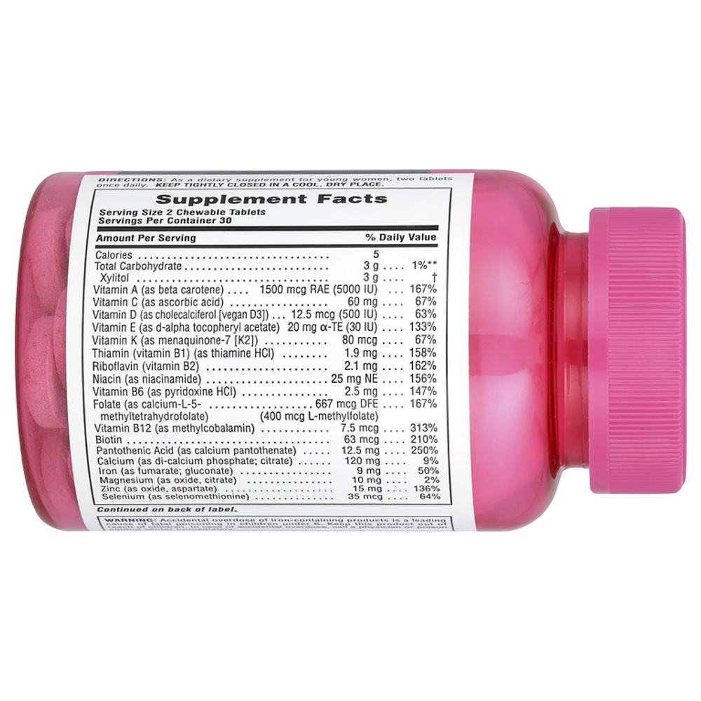 Natures Plus Power Teen® for Her 60 Chewable , Витамины для девочек-подростков, со вкусом лесных ягод