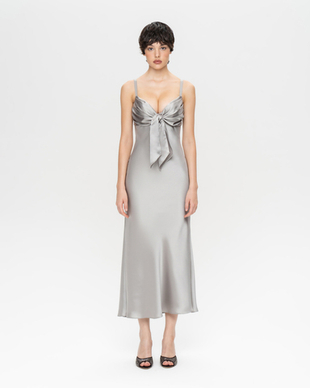 Платье миди из сатина с открытой спиной
