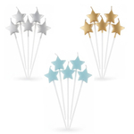 Свечи на торт «Звезда» на шпажке в ассортименте металлик 12 см, 5 шт.