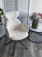 Стул М-City DISAUR Варди (Vardy) поворотный на 360 градусов, Белый букле Xd841-01, Серый