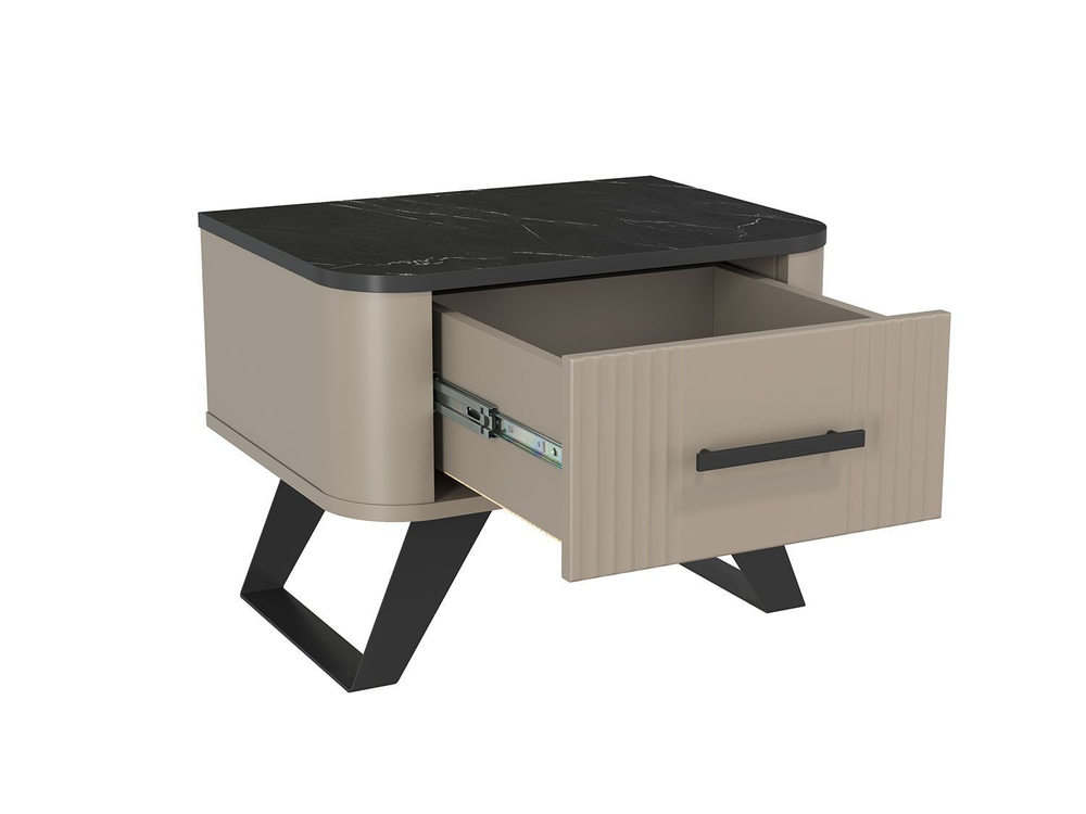 Фиделия тумба прикроватная 76.07 серый камень / мрамор черный