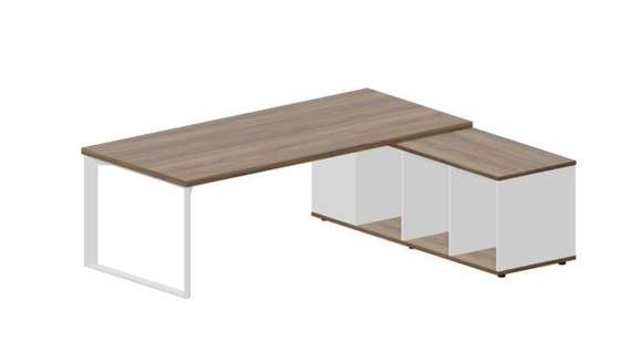 Стол Fortum на опорной сервисной тумбе (правый) 220(+0/15/30)х180х74см