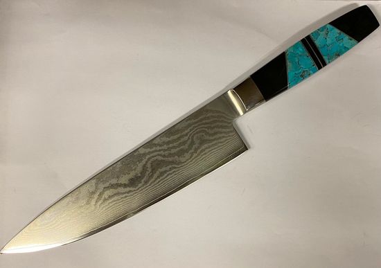 Кухонный нож Santa Fe SF/DJS37 с клинком из стали Damascus, рукоять дерево