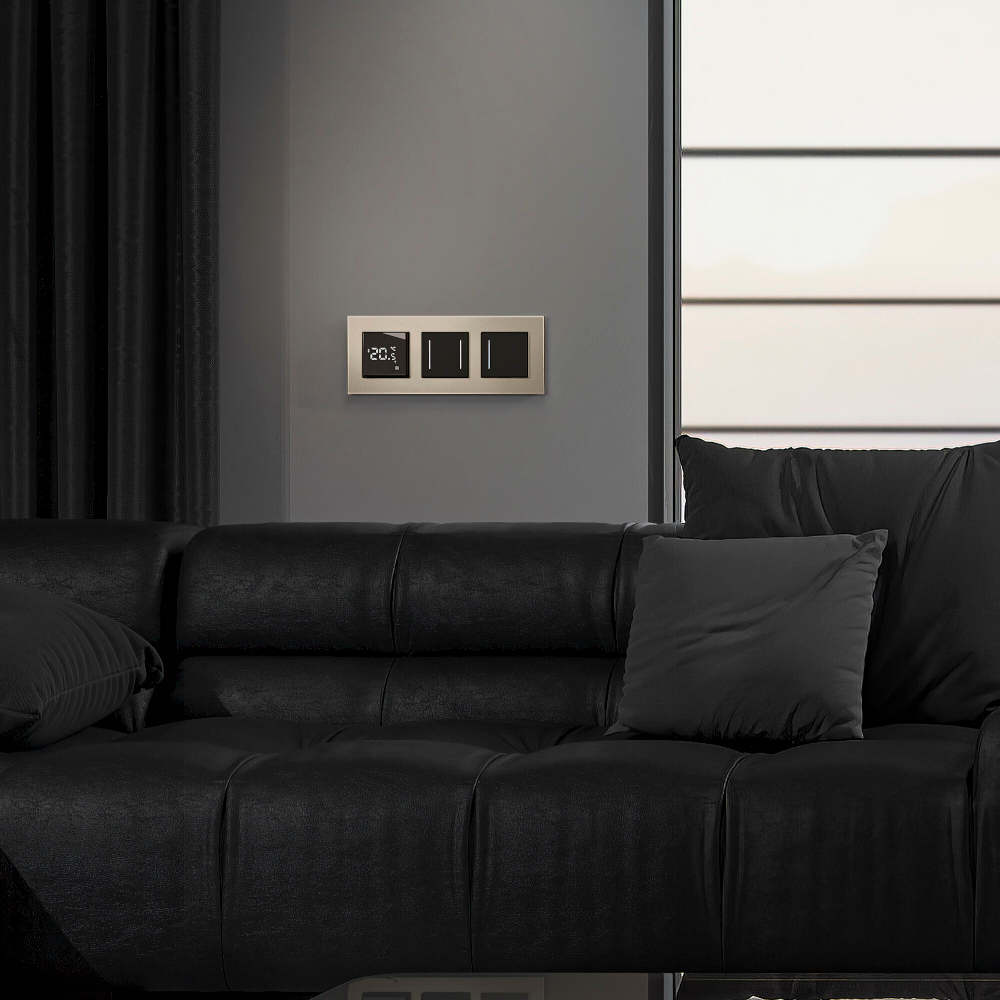 Сенсорный выключатель двухклавишный с подсветкой (черный)