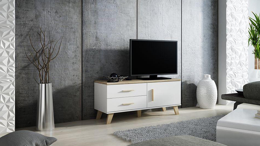 ТВ-тумба Мелания 12 Белый 101/ Клен 375 120*40*53 см, Белый 101/Клен 375   Фиеста