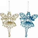 Подвески в блестках «Снежная фея» 14 см (набор 2шт), синий/золото