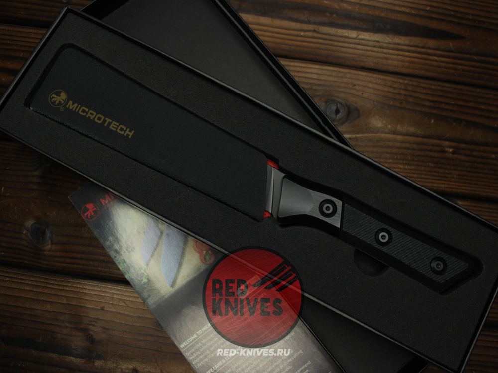 Кухонный нож Microtech Boning кастом - клинок DLC, больстеры титан, рук. G10