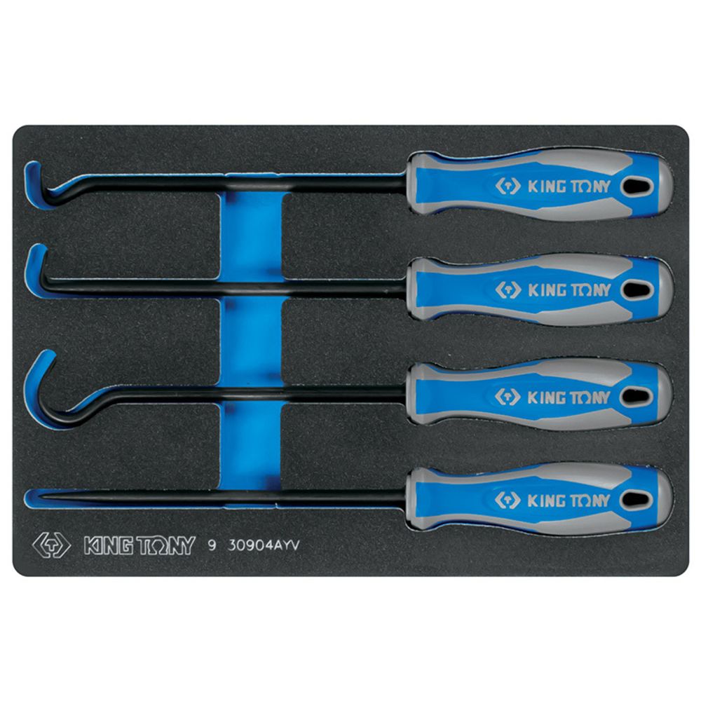 KING TONY (9-30904AYV) Набор для демонтажа сальников и колец, ложемент, 4 предмета