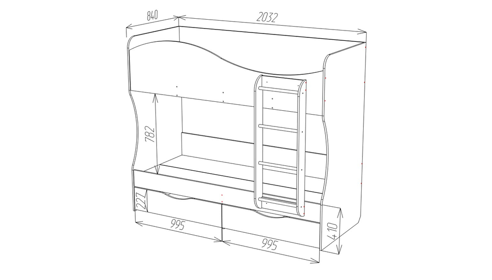 Кровать двухъярусная Кузя с ящиками Крафт золотой