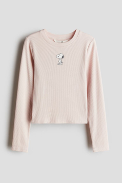 H&M Трикотажный топ с принтом, розовый