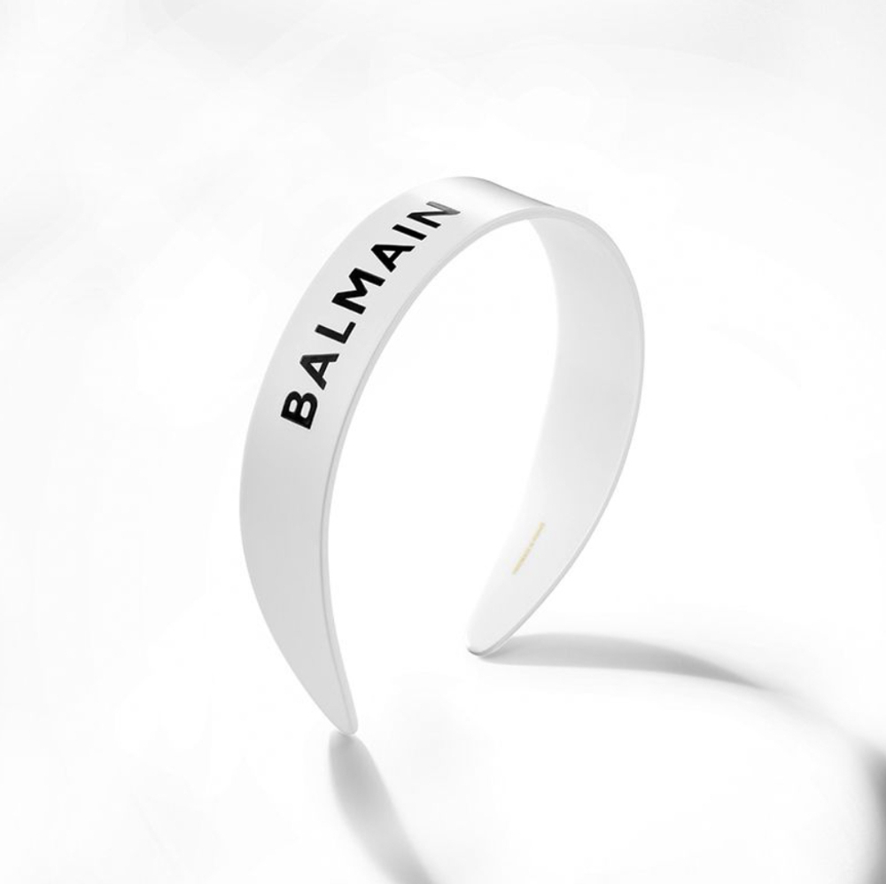 Balmain Hair Couture Ободок белый Limited Edition Acetate Headband Large FW24