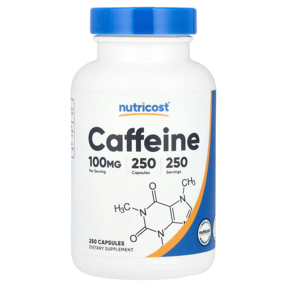 Nutricost, Кофеин, 100 мг, 250 капсул