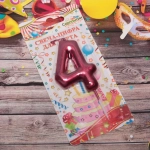 Свеча для торта Цифра Глянец «4» 5,5 см, рубин