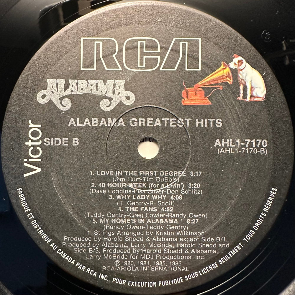 Alabama - Alabama Greatest Hits (Канада 1986г.)