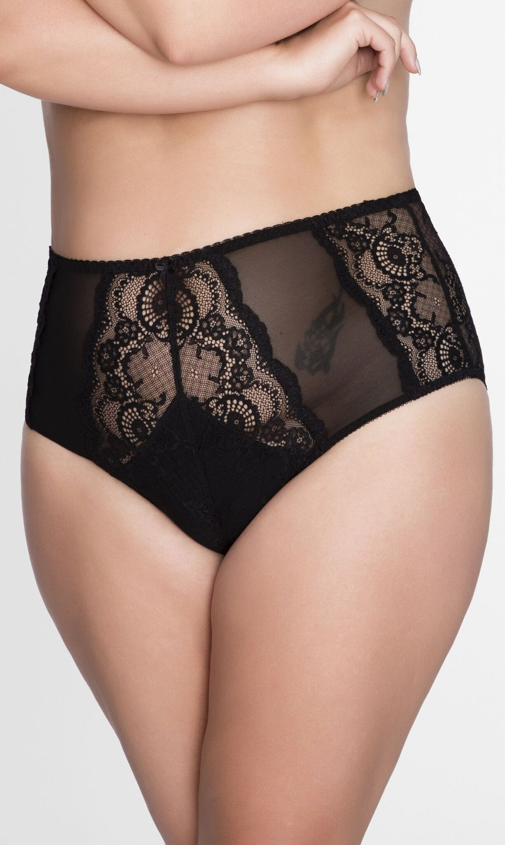 Женские трусики-слип с высокой линией талии (Размер: XXL) (Цвет: черный)