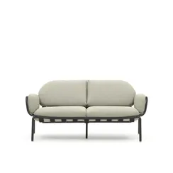 Уличный 2-местный диван Joncols с бежевой обивкой и серым алюминием 164 см