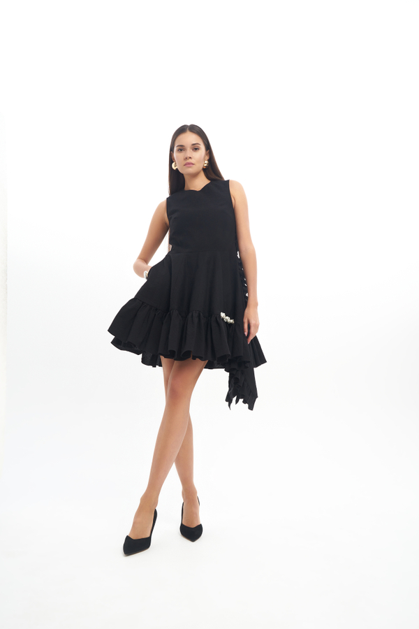 Платье с жемчугом NICOLE черного цвета