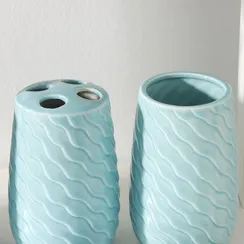 Набор аксессуаров для ванной комнаты Доляна «Волны», 4 предмета (дозатор 400 мл, мыльница, 2 стакана), цвет голубой