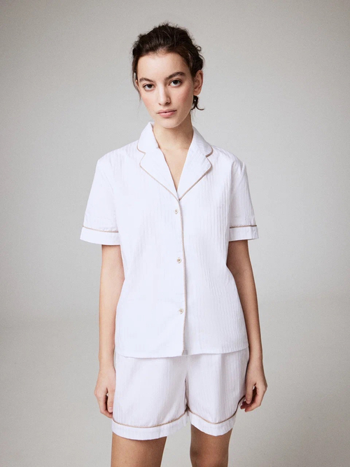 Пижама Белая 1 (рубашка с коротким рукавом + шорты)