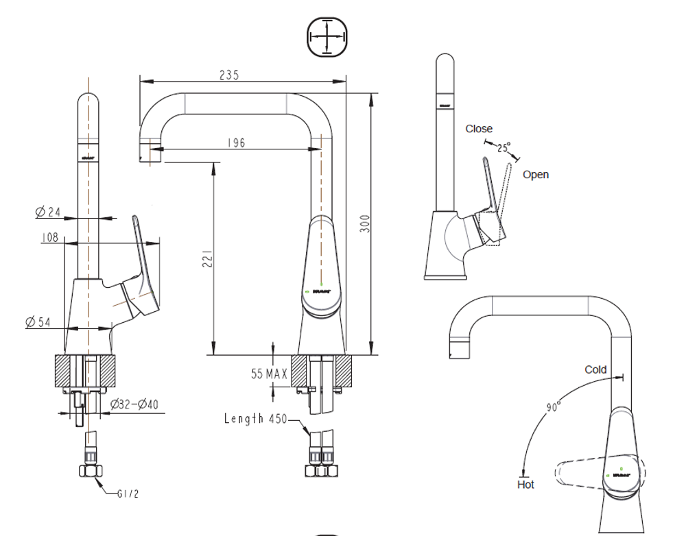 Смеситель для кухни Bravat Eco