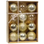 Новогодние шары «Волшебство ночи» 8 см (набор 12 шт), Золото