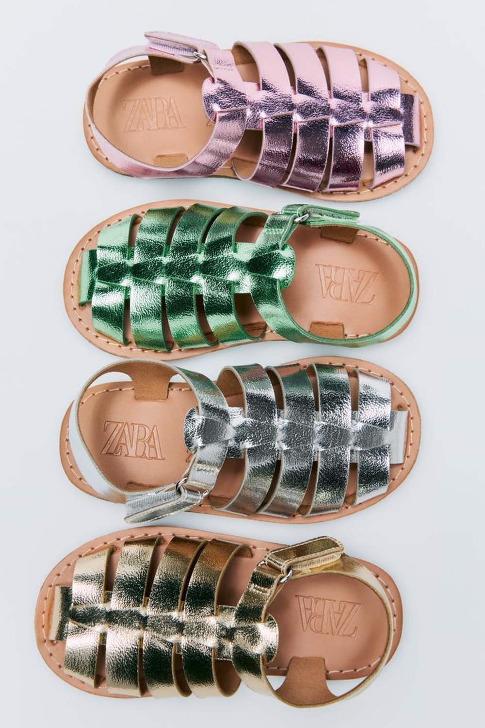 ZARA САНДАЛИИ С МЕТАЛЛИЗИРОВАННОЙ ОТДЕЛКОЙ, ЗЕЛЕНЫЙ