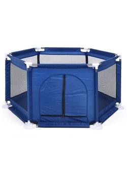 Манеж детский шестигранный (113*130*65см) цвет синий (М8-3)