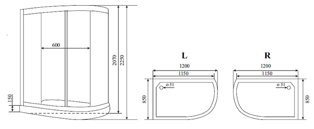 Душевая кабина Timo Lux 120x85 T-7702L с гидромассажем
