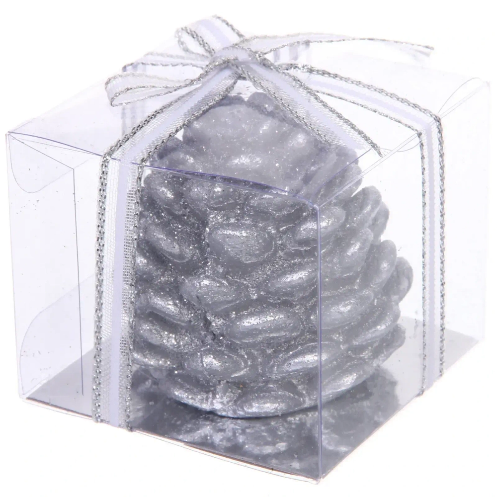 Свеча новогодняя «Лесная шишка» 6,7*6,7*5 см, Серебро