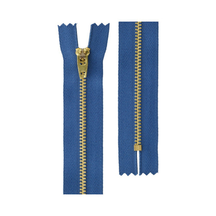 Молния Металл, 16 см,  под латунь, №214 синий