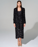 Удлиненный кардиган из премиального твида с вышивкой стеклянным бисером