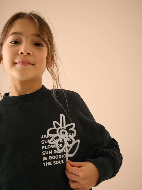 Толстовка и брюки широкие в комплекте для девочки Next E61-407, Черный, Молочный