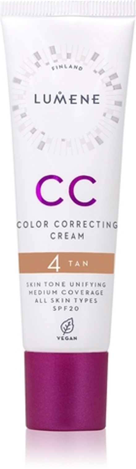 Lumene CC Color Correcting Cream - Корректирующий тональный крем оттенок 4 Tan (Neutral), 30 ml