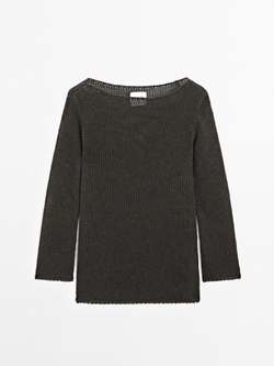 Massimo Dutti Длинный вязаный свитер - Limited Edition, коричневый